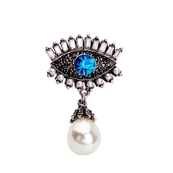 

Fashion Baroque Retro Drop Brooches For Women Girl Elegant Charming Blue Crystal Pearl Brooch Jewelry Clothes Accessories