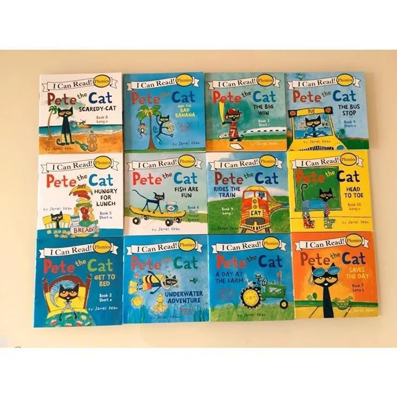 

12 Book/Set I Can Read The Pete Cat English Books For Kids Story Libros Educational Toys For Children Pocket Reading Livros Art