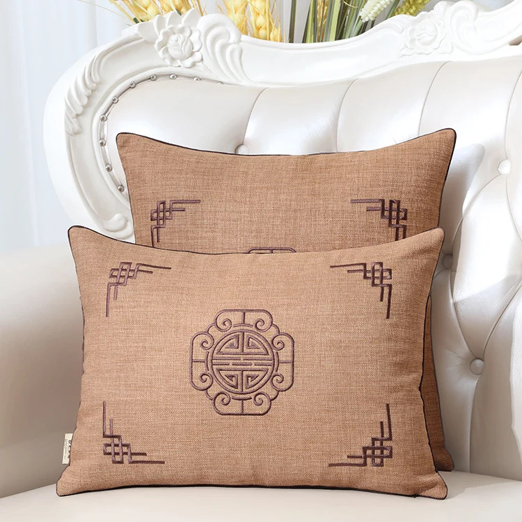 

Latest Embroidery Joyous Linen Cover Cushion Case Christmas Decorative Lumbar Pillow Covers Chinese style Pillow Cover