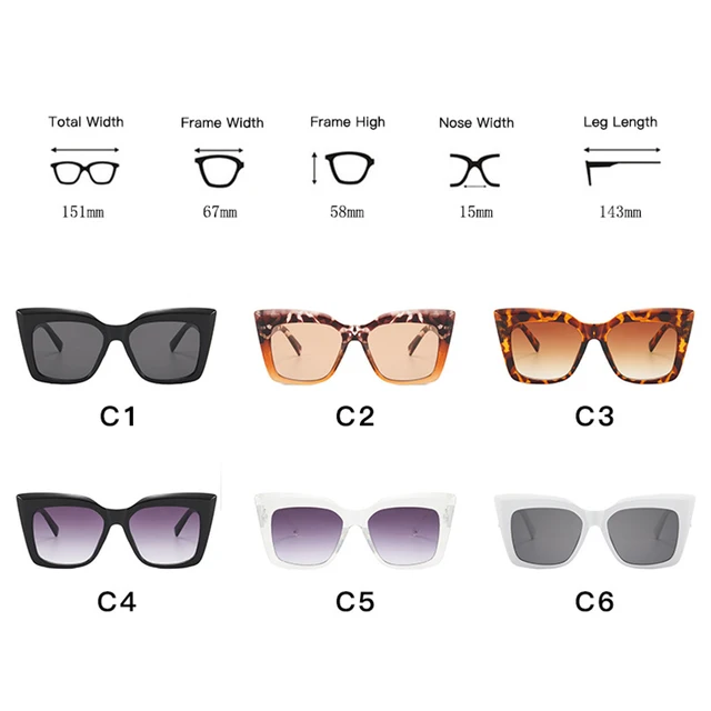AKA VISION Cateye Oversized Sunglasses Women Gradient Eyewear Shades for Women Wholesale Luxury Square Glasses Gafas De Sol 2021 5