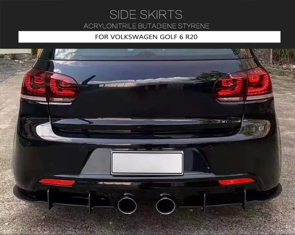 Автомобильный задний диффузор для губ разветвители плавники для Volkswagen VW Golf 6 VII GTI R20 плавники Акула Стиль бампер крышка разветвители ABS черный