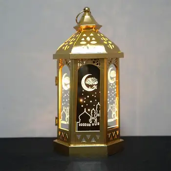 

Muslim Eid Mubarak Ramadan Lamp Wrought Iron Stereo Palace Lamp Led Lights Decorative Accessories