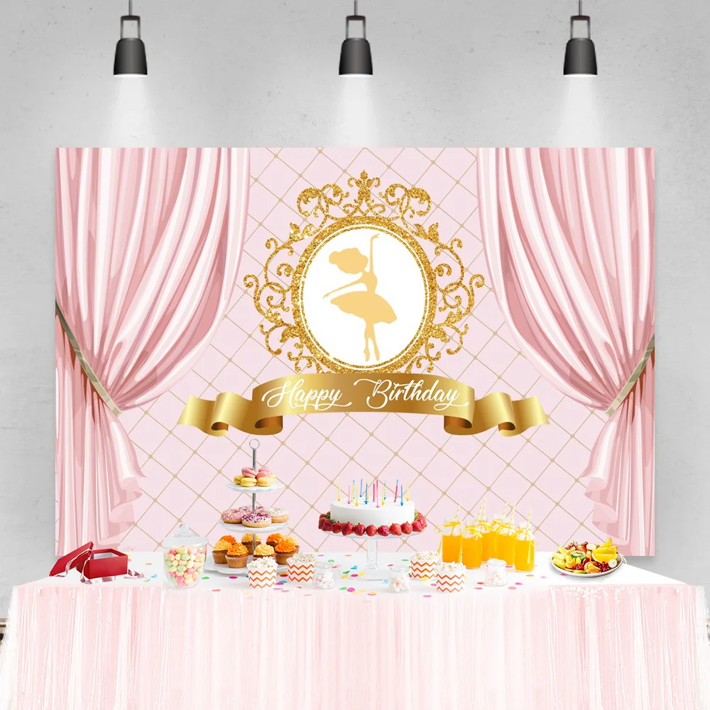 Princess Backdrop Curtain Poster Customized Birthday-Party Portrait Pink for Photography