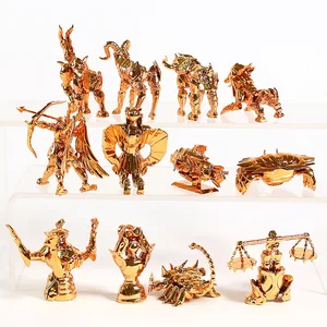 Image 5 - Statue du zodiaque en or Saint Seiya, 12 pièces/ensemble, figurine daction du zodiaque en PVC, poupée jouet à collectionner 