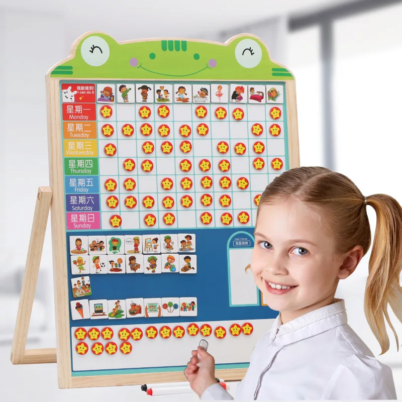 

Children Multi-functional Sided Magnetic Drawing Board Baby Chastened Useful Product Habits Plan Learning Self-Discipline Table
