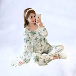 2019 модный сексуальный женский пижамный комплект, Хлопковая пижама на бретельках, 3 Peices, одежда для сна для женщин, длинный рукав, дышащий