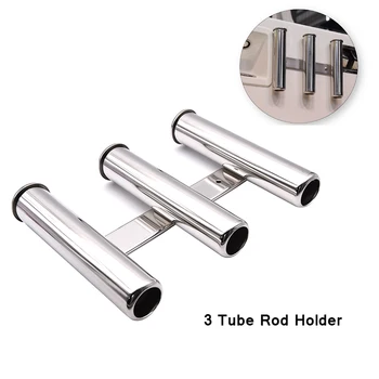 

11.5inch Stainless Steel Fishing Rod Holder For Boat Yacht 3 Holes Rod Holder 3 Tube Rod Pod for Marine Yacht Hardware Silver