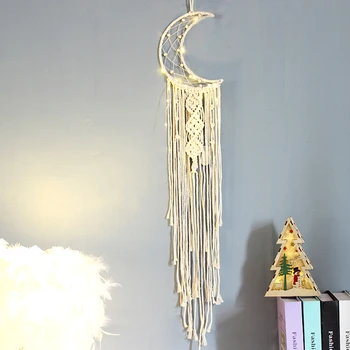 

Bohemian Chic Macrame Wall Hanging Tapestry Mandala Moon Dreamcatcher Wall Decor Boho Woven Knitted Tapestries Home Decoration