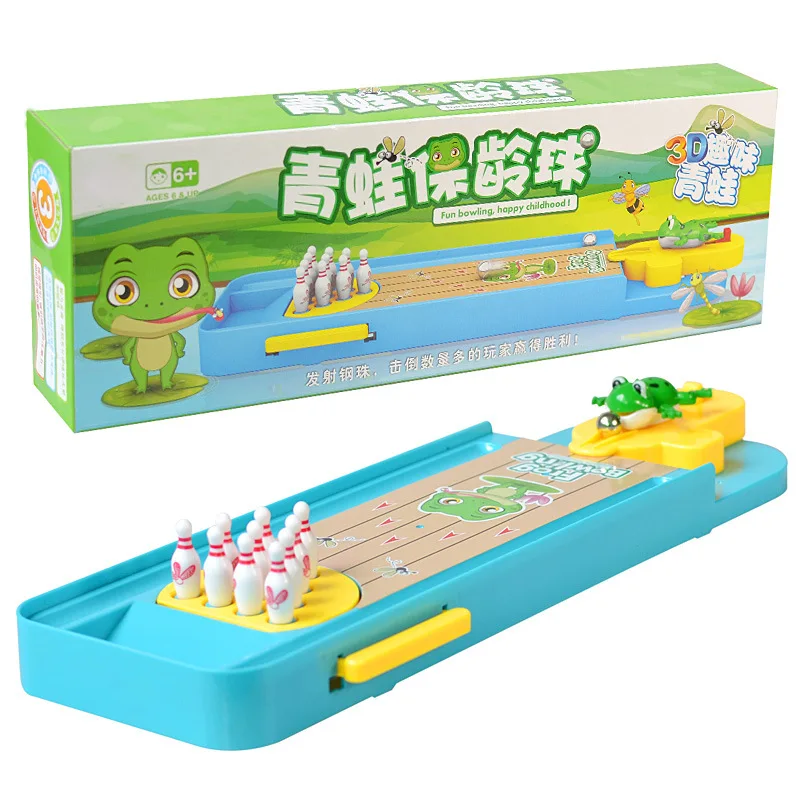 Montessori Educational Toys Children Mini Frog Bowling Desktop Interactive Games Launch Pad Indoor Desktop Toy Parent-child Gift 4
