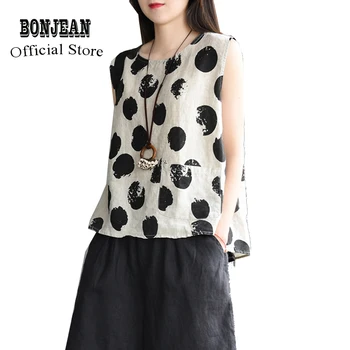 

Womens Cotton Tees Tanks Tops T Shirt Sleeveless O Neck Polka Dots Fashion Casual for Summer AZ22491414