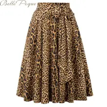 Belle Poque, женская панк Корейская юбка, винтажные леопардовые юбки с принтом, модные, сексуальные женские плиссированные Ретро Юбки с высокой талией