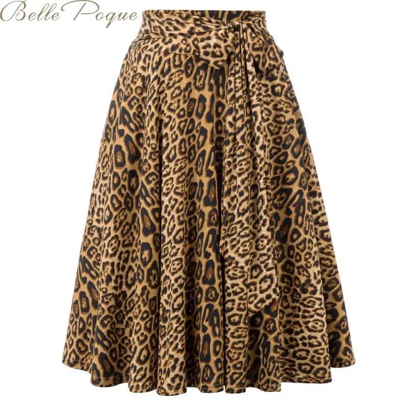 

Belle Poque Women Punk Korean Skirt Vintage Leopard Print Skirts Fashion 2019 Sexy High Waist Ladies Pleated Retro Skirts