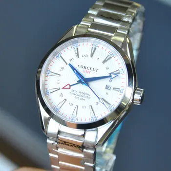 

41mm Corgeut Illuminate Stainless Steel GMT Automatic Machinery Sapphire Glass Waterproof mens mechanical wristwatches mens