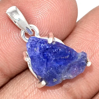 

Genuine TANZANITE ROUGH Pendant 925 Sterling Silver, Total Length : 25 mm, AP7185