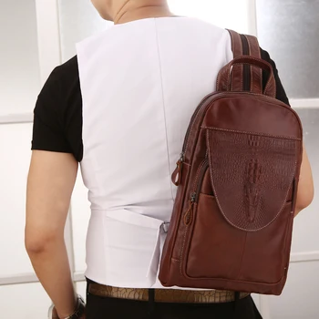 

Hand Bags Designers Brand Soft Leather Shoulder Bag For Men Large Capacity Chest Pack Satchels Wide Shoulder Travel Bag Backpack