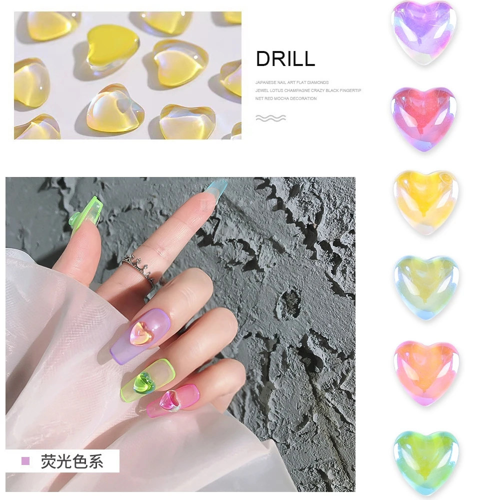 

12Grids 3D Aurora Magic Bear Bowknot Glittering Transluce Candy Heart Jewel Nail Art Rhinestone Decorations Manicure DIY