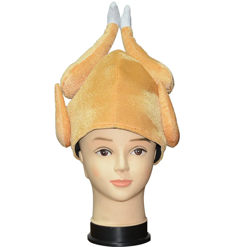 

New Funny Adults Hat Thanksgiving Day Funny Plush Roasted Turkey Hat Party Festival Costume Caps Halloween