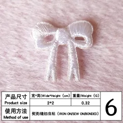 Self-Adhesive Cartoon Embroidery Bow Patches - Set of 5 (White 5pcs)