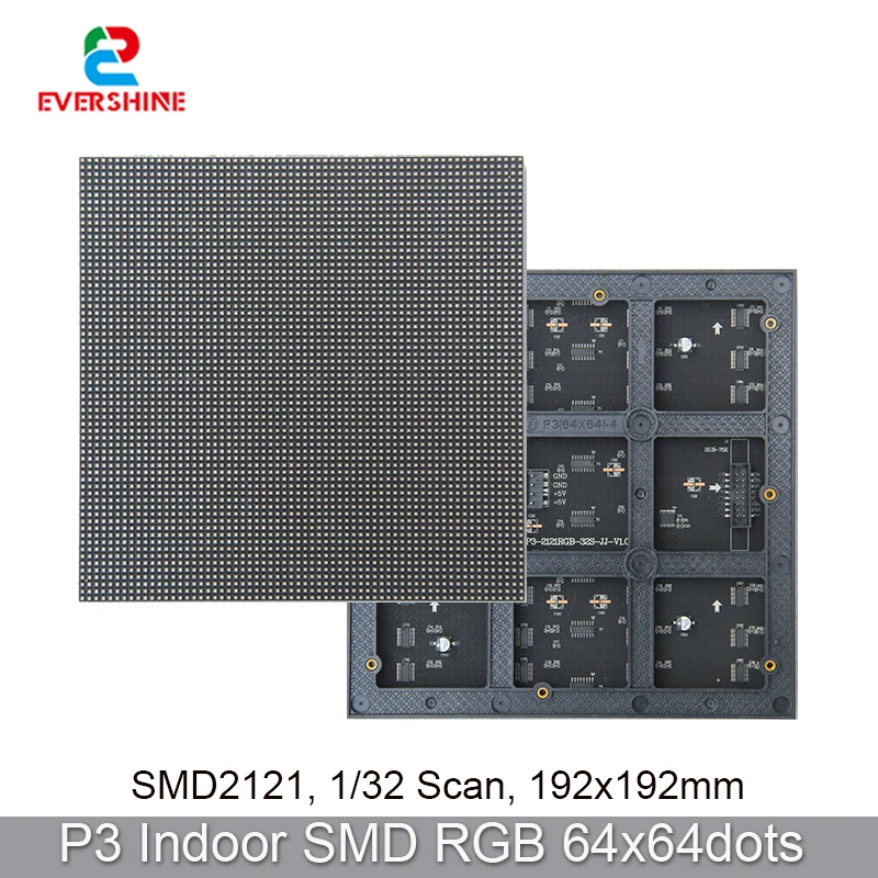RGB 풀 컬러 LED 디스플레이 스크린 패널 모듈, P3 실내 SMD2121 1/32 스캔, 3 in 1, 192x192mm, 64x64 픽셀, 무료 배송