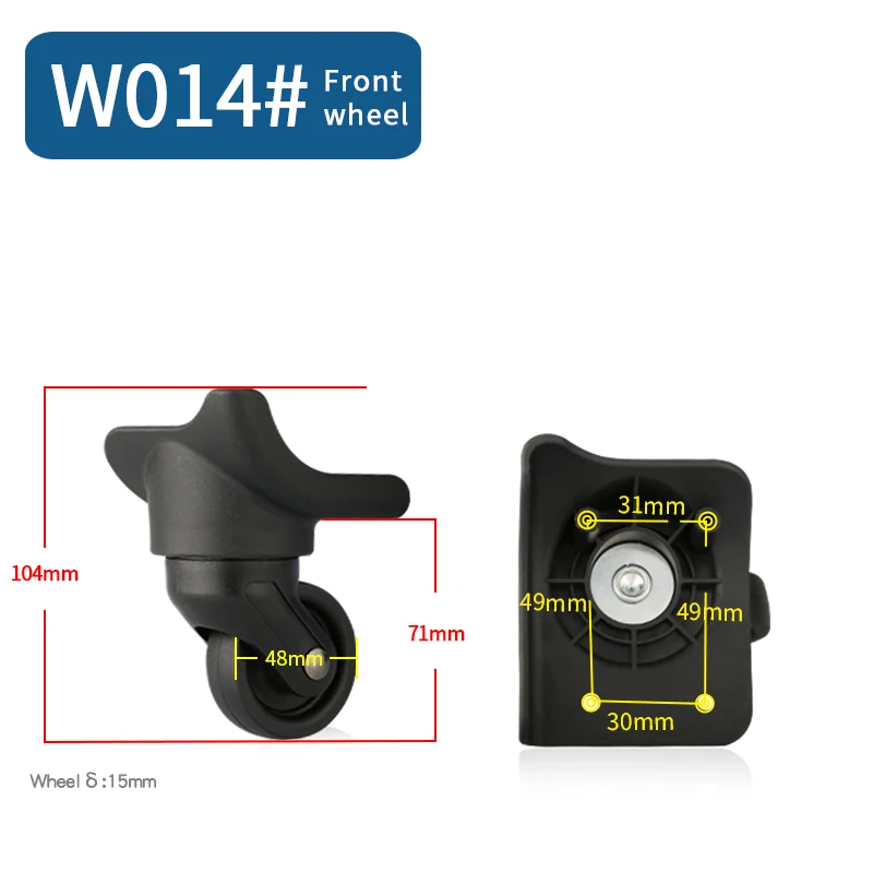 Replacement wheels for suitcase luggage high quality travel bag casters repair Wear resistant password box luggage wheels - Цвет: W014(2 Wheels)Front
