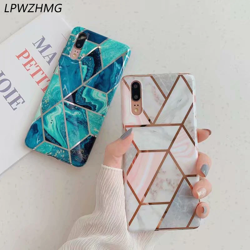 

LPWZHMG Splice Marble IMD Phone Case For Huawei P30 P10 P20 Lite Mate 20 Pro Soft Fundas Cover Coque For Huawei P20 Pro Case