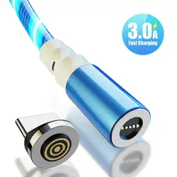 3а светодиодный магнитный кабель для быстрой зарядки, кабель типа C для iPhone, samsung, зарядный кабель Micro USB для быстрой зарядки, кабель USB C