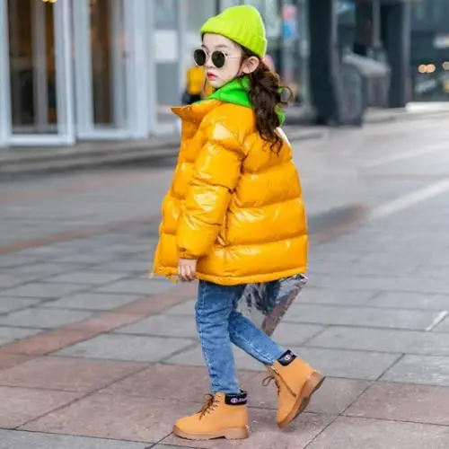 Хлопковое пальто для маленьких девочек Новинка года; плотная короткая хлопковая одежда для больших детей с рисунком хлеба; Иностранная одежда зимнее пальто для малышей Детская одежда - Цвет: 1