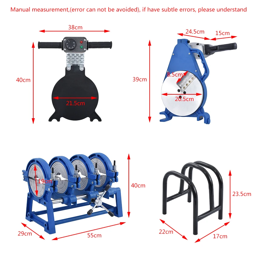 63-200 Hand Push Type Butt Welding Machine PE Fusion Welding Machine Pipe Hot Melt Precision PE Butt Fusion Welder 220V