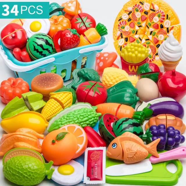 Hot Pretend Play Set Plastic Food Toy DIY Cake Toy Cutting Fruit Vegetable Food Pretend Play Toys For Children Educational Gift 1