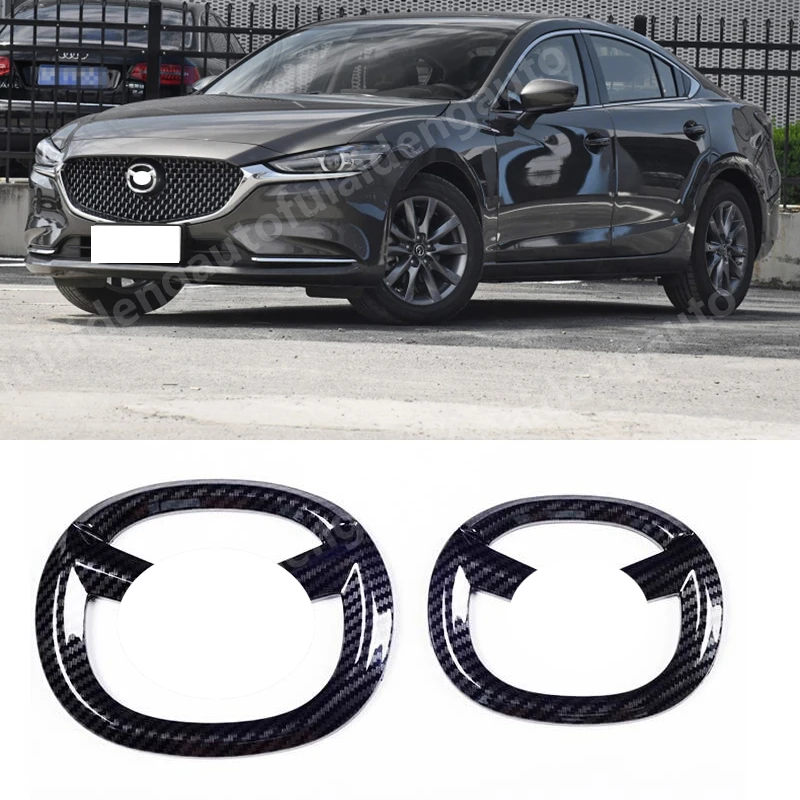 2 шт. для Mazda 6 Atenza- углеродное волокно ABS передняя и задняя эмблема Накладка авто аксессуары