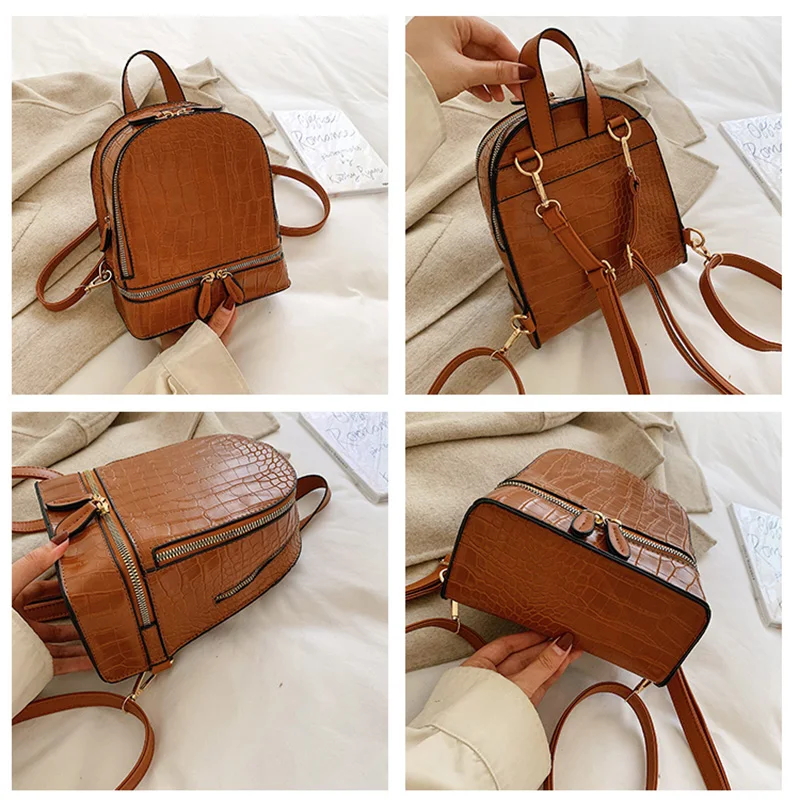 Модный женский рюкзак с каменным узором, мини-студенческий Мягкий сенсорный многофункциональный маленький рюкзак для женщин, женская сумка на плечо, женская сумка