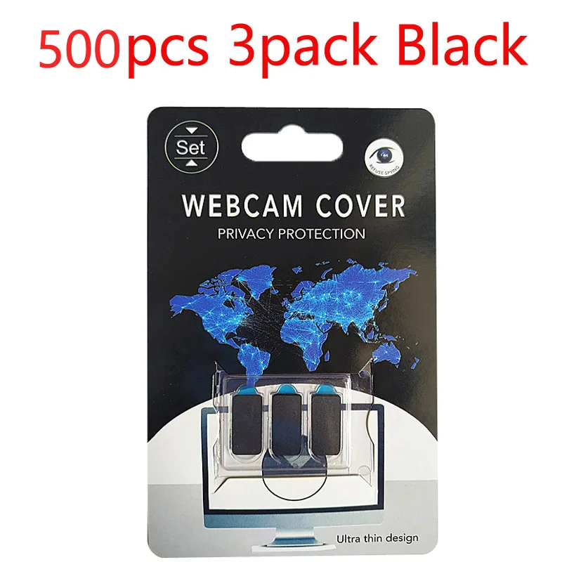 500pcs 3pack Black 100-500 шт прямоугольная настраиваемая продукция с бесплатной печатью логотипа веб-камера крышка ультра-тонкий слайдер затвора крышка объектива камеры с упаковкой - Цвет: 500pcs 3pack Black
