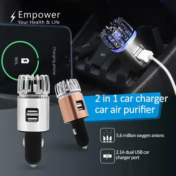 

Car Air Purifier 2 in 1 Car Dual USB Fresh Air Ionic Purifier Oxygen Bar Ozone Ionizer Smoke Generator For Cars Cleaner Car Air