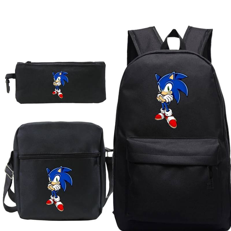 Plecak Mochila Sonic рюкзак с ежом Sac A Dos аниме хип хоп 3 шт./компл. Чехол Карандаш сумка для