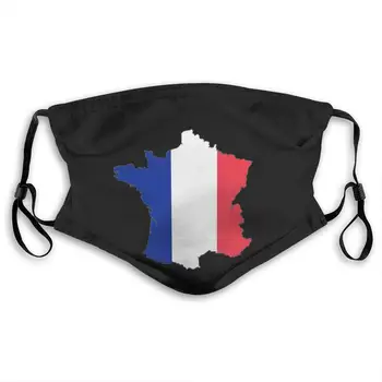 

French Map and Flag Unisex Anti-Pollution Mask Dust Mask with Filter Mask Black
