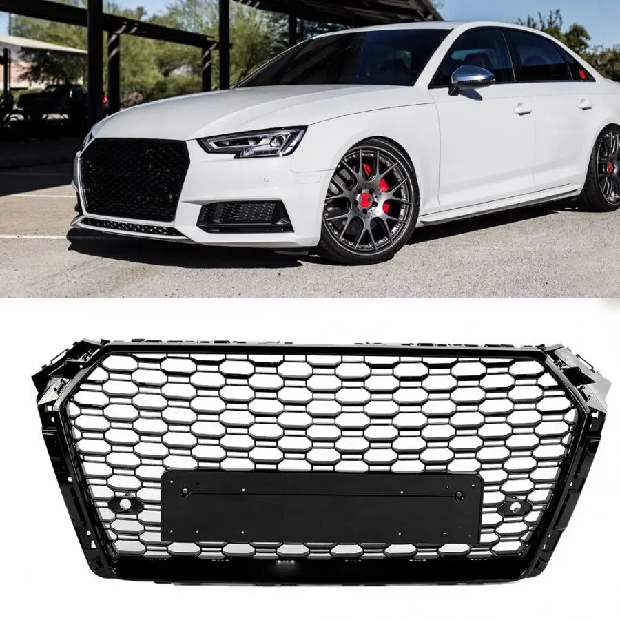 Для RS style передний бампер сетка капот Гриль глянцевый черный для Audi A4 S4 B9 автомобильный-Стайлинг передний бампер решетка