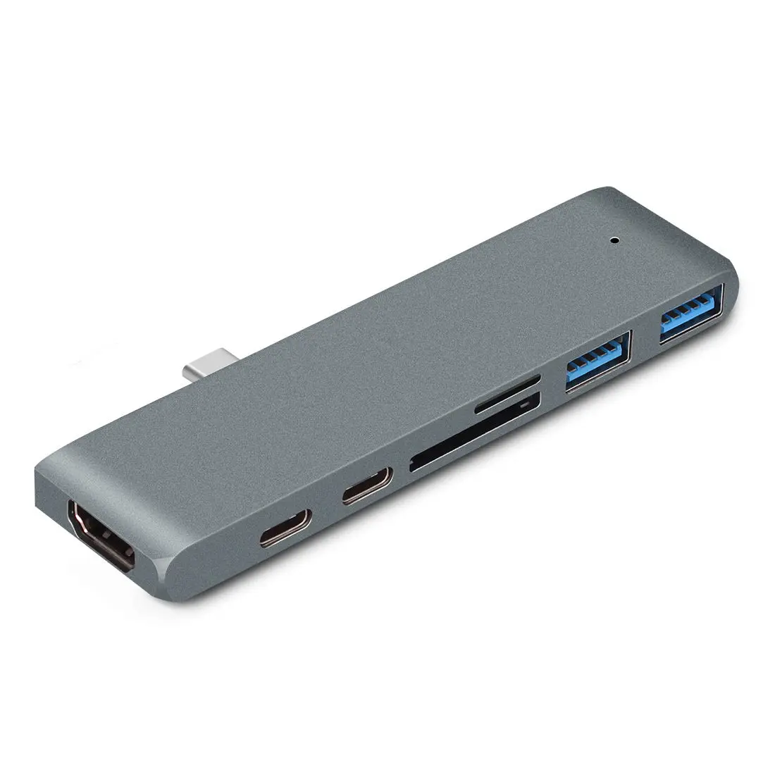 Док-станция для ноутбука 7в1 type C USB C концентратор адаптер 3,1 порт карта MMC Reader 4K HDMI для MacBook Pro - Цвет: B Grey