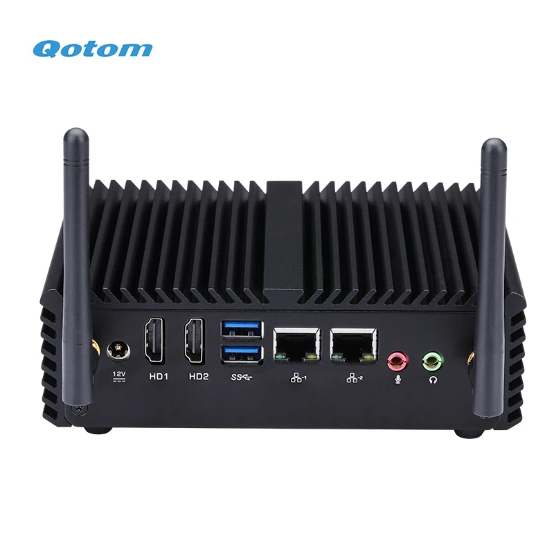 Dual LAN Fanless Qotom Mini PC Core i3-5005U Processor Onboard 4x RS-232 Ports Running 24/7 4