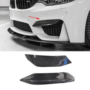

2PCS Real Carbon Fiber Car Front Bumper Lip Diffuser Upper Side Splitter Canards Lip Trim For BMW F80 M3 F82 F83 M4 2015-2018