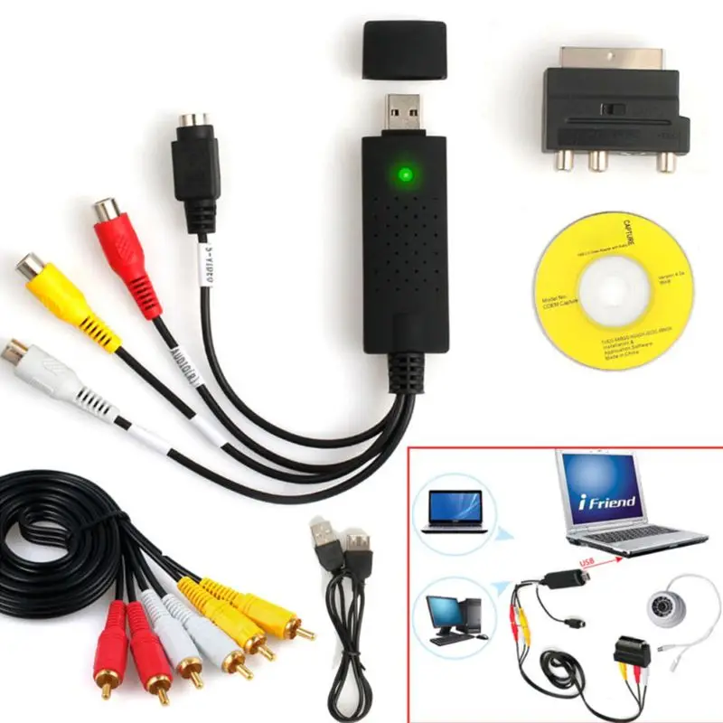1 компл. USB 2 0 конвертер VHS в DVD Au dio устройство видеозахвата комплект RCA кабель для