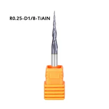 

1pc 2 Flutes 1/8 Shank CNC Solid Carbide Ball Nose Tapered End Mill Radius 0.25mm TiAIN Coated Wood Metal Milling Cutter