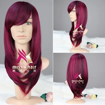 

Fashion Anime Long Kinky Curly Wig Cosplay Costume Synthetic Harajuku Lolita Wine Red Blonde Brown Black Wigs For Women+wig cap