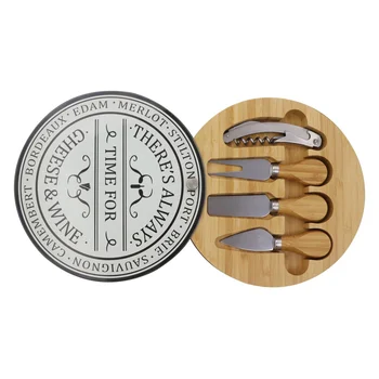

Jaswehome 5pcs Bamboo Glass Cheese Board Sets Cheese Knives Bamboo Cheese Board Cheese And Wine Tools Set