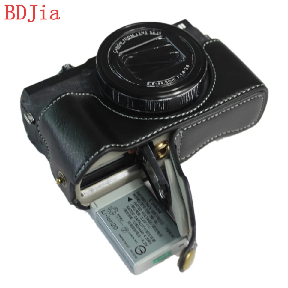 Натуральная Воловья кожа корпуса для половины камеры база для Canon G5XII G5X MarkII с отверстием батареи