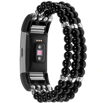 

Jewelry Bracelets Elastic Faux Pearl Replacements Band for FitbitCharge 2 FKU66