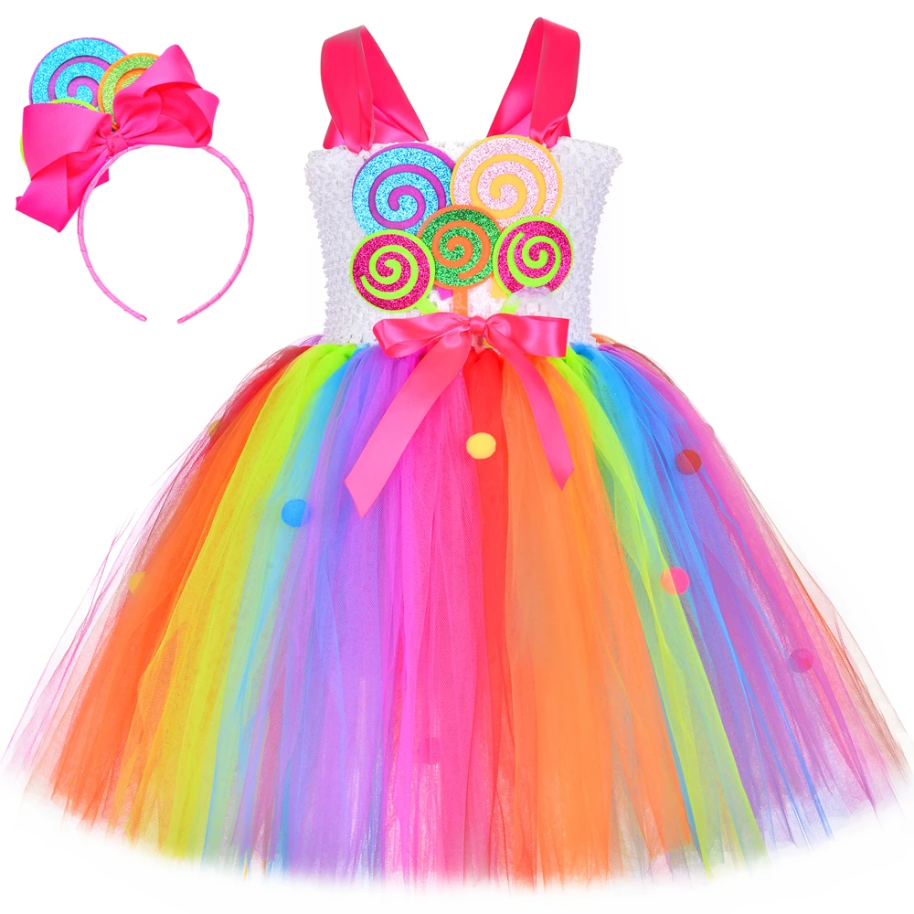 Vestido de tutú dulce para niña, piruleta de arcoíris, vestido de tul para  fiesta de cumpleaños, disfraz de Carnaval y Halloween, vestido de princesa|  | - AliExpress