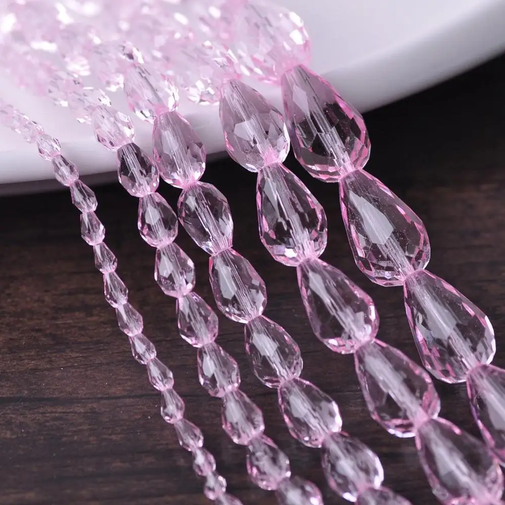 Teardrop Pear Shape Faceted Crystal Glass 5x3mm 7x5mm 12x8mm 15x10mm 18x12mm Loose Crafts Beads for Jewelry Making DIY crystal beads