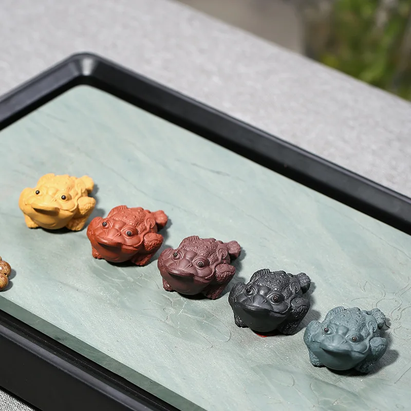 Rain Sand Clay Tea Ornaments Agent Entirely Handmade Lucky Five-Color Small Golden Toad Wholesale Decoration Manufacturers a Gen