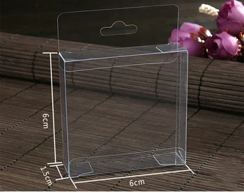 

50pcs 6*6*1.5cm clear plastic pvc hook box packing boxes for gift/Phone/candy/cosmetic/craft square transparent pvc Box
