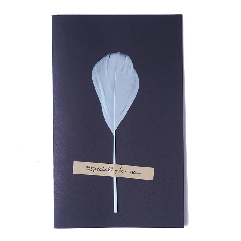1 шт Черная Высококачественная стереоскопическая открытка с натуральными перьями, открытка, подарок на день рождения, свадебные открытки, товары для праздника